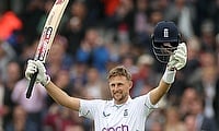 England's Joe Root celebrates reaching his century
