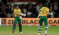 South Africa's Tristan Stubbs celebrates after scoring the winning run