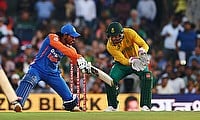 India's Tilak Varma in action