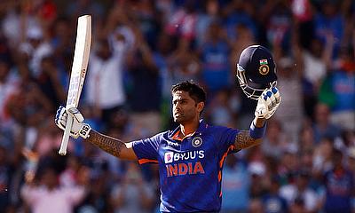 India's Suryakumar Yada celebrates his century