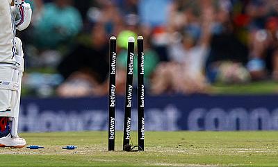 India's Shubman Gill reacts after being bowled out