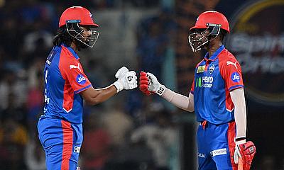 Delhi Capitals' Abishek Porel with KL Rahul